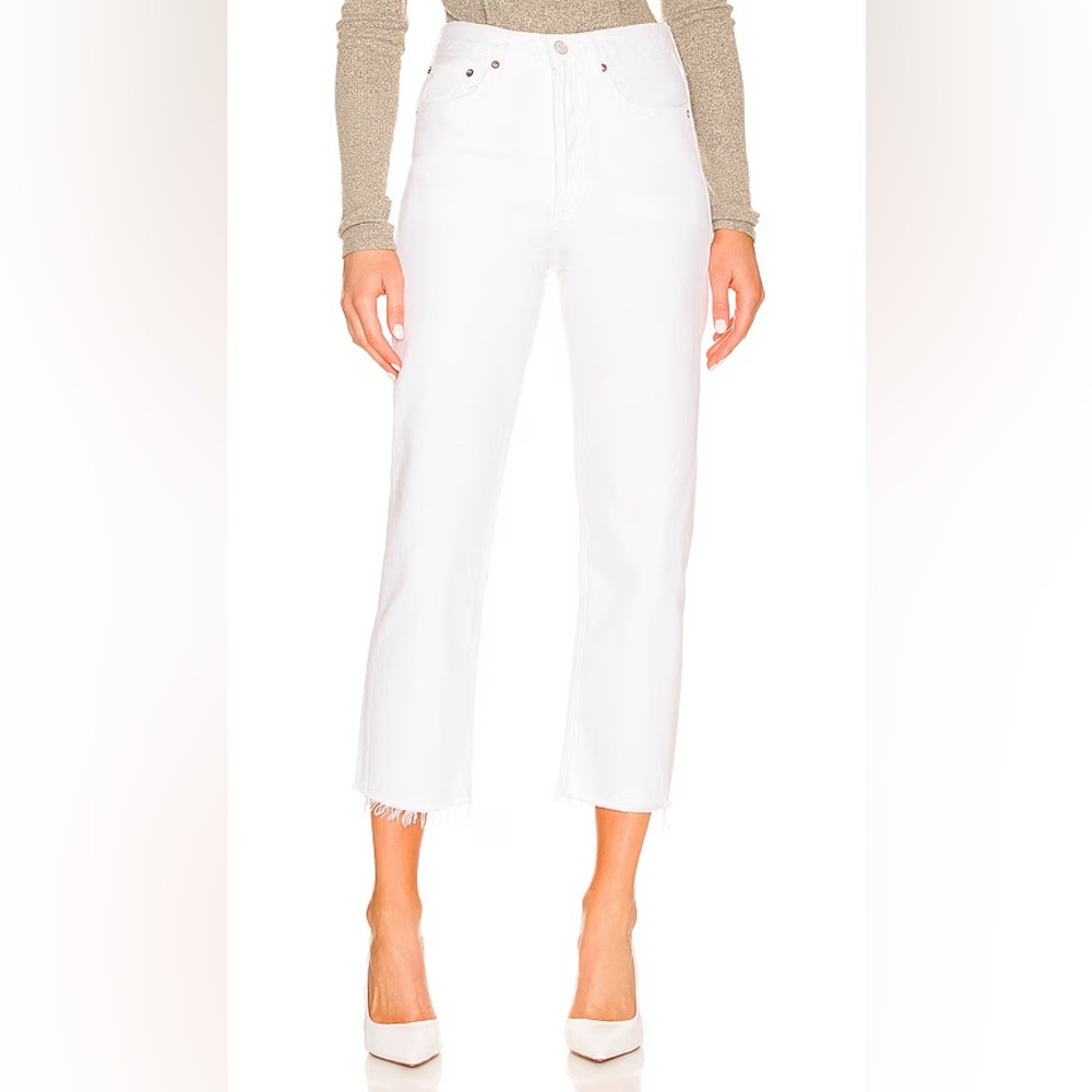 Agolde 90s Mid Rise Loose Crop White Jeans